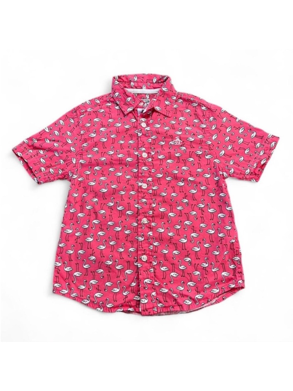 Original Penguin Pink Flamingo Print Short-Sleeve Button-Down Shirt